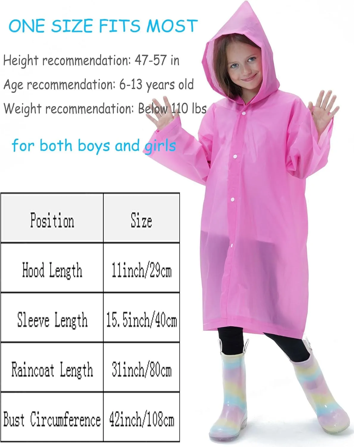 2 Pack Waterproof Raincoats for Kids Reusable,EVA Rain Ponchos Emergency Rain Jacket for Children, Boys and Girls
