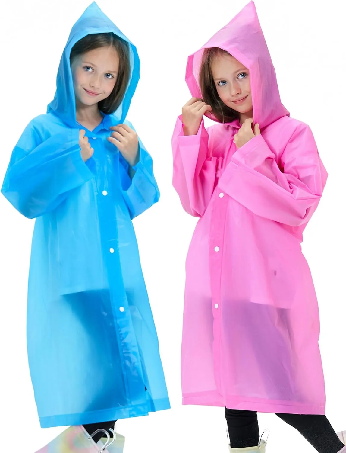 2 Pack Waterproof Raincoats for Kids Reusable,EVA Rain Ponchos Emergency Rain Jacket for Children, Boys and Girls