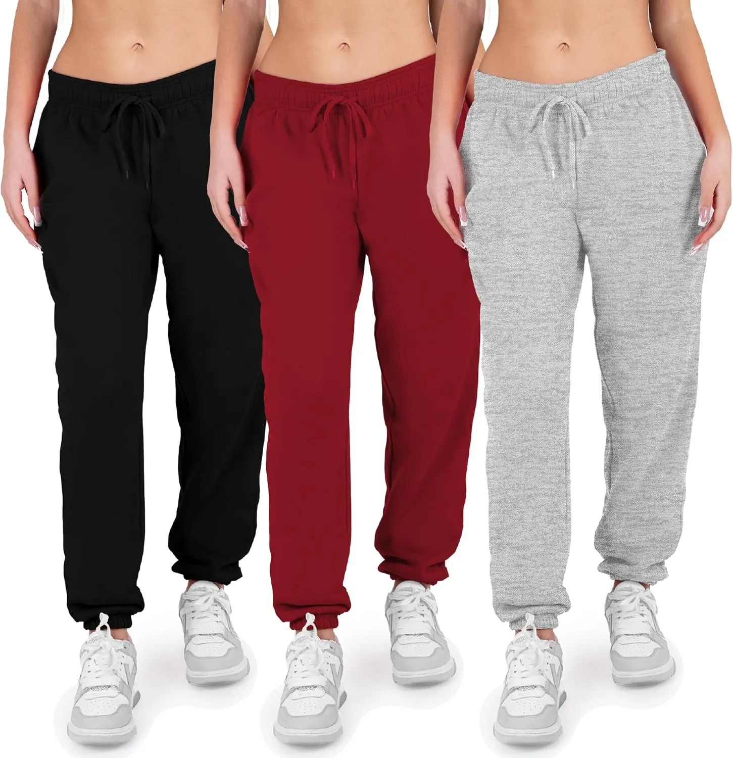 3 Pack Womens Sweatpants Comfortable Fleece Ladies Joggers