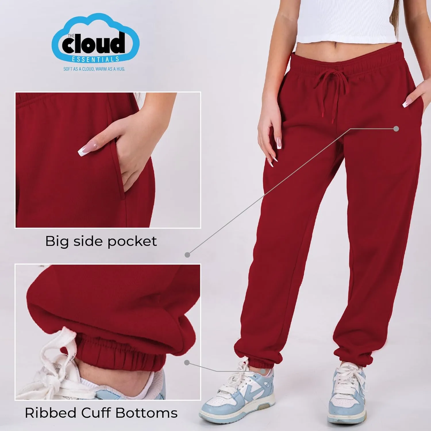 3 Pack Womens Sweatpants Comfortable Fleece Ladies Joggers