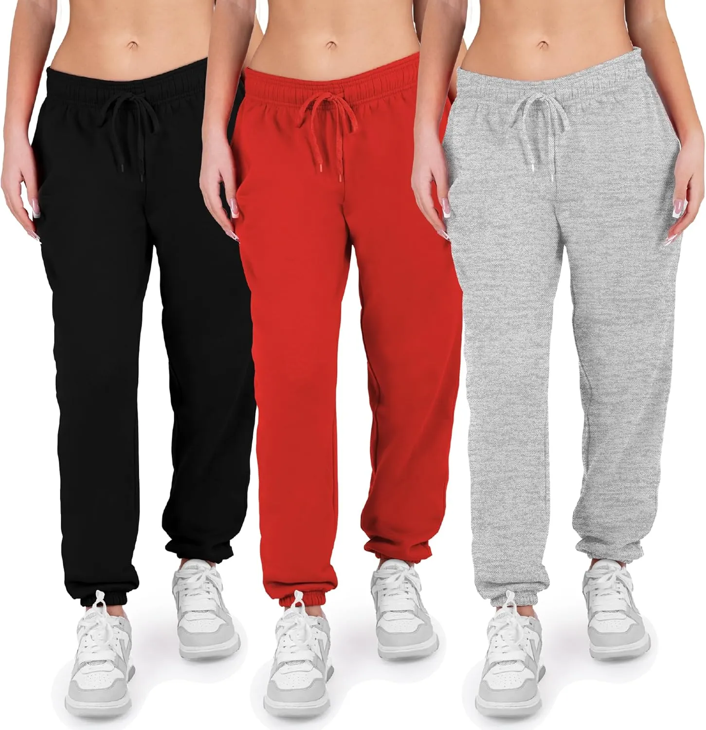 3 Pack Womens Sweatpants Comfortable Fleece Ladies Joggers