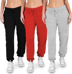 3 Pack Womens Sweatpants Comfortable Fleece Ladies Joggers