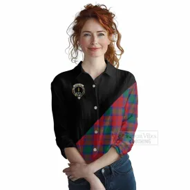 Auchinleck (Affleck) Tartan Women's Casual Shirt with Family Crest and Military Logo Style