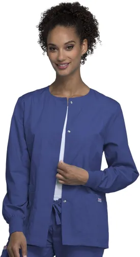 Cherokee scrubs jacket for women, Snap Front Warm-Up Jacket with 3 Pockets and Easy Care - 4350