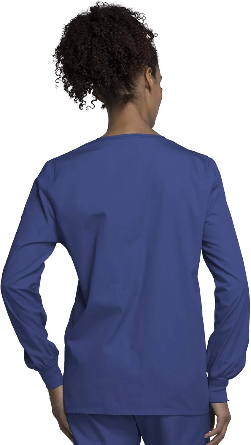 Cherokee scrubs jacket for women, Snap Front Warm-Up Jacket with 3 Pockets and Easy Care - 4350