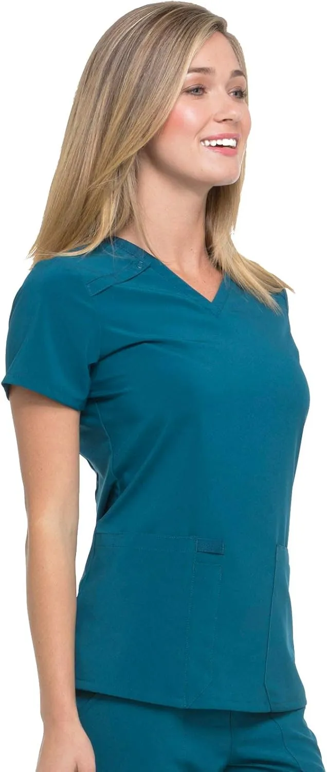 Dickies Women's Scrub Top V-Neck Top with 2 Pockets, Moisture Wicking and 360 Stretch Fabric - DK615