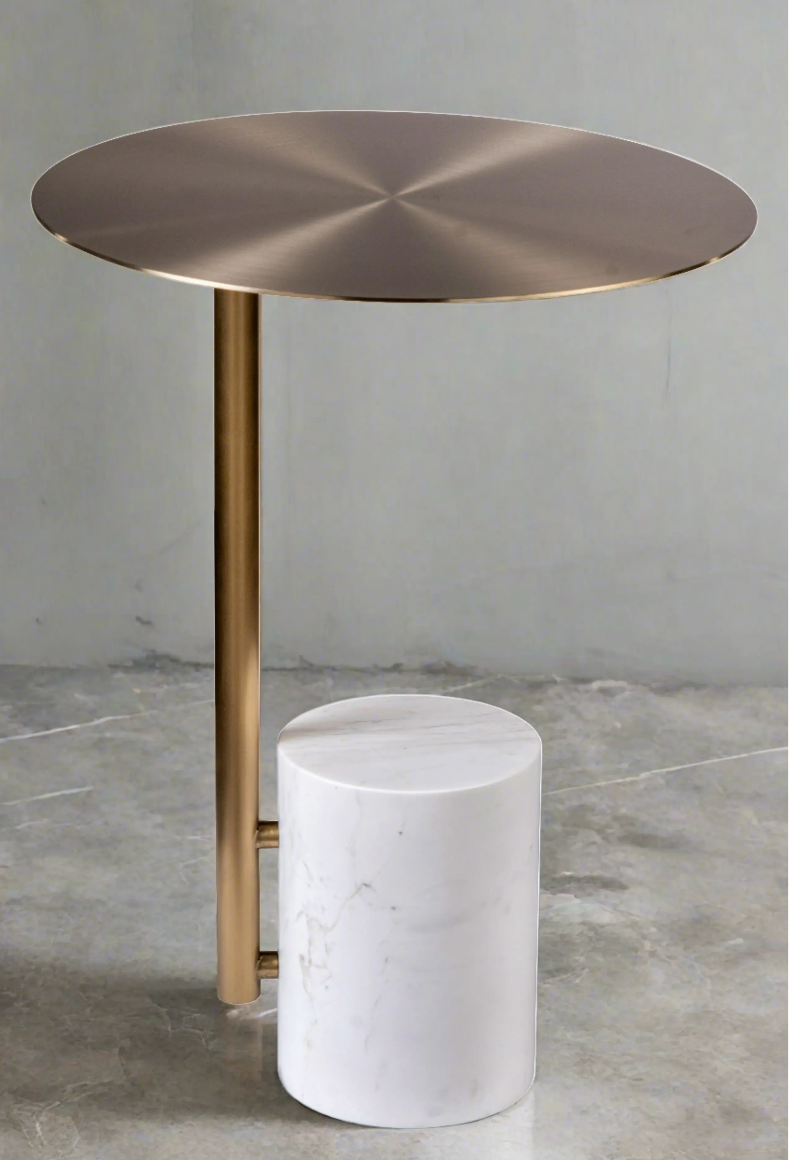 Emmy Marble Base Side Table-White and Gold