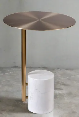 Emmy Marble Base Side Table-White and Gold