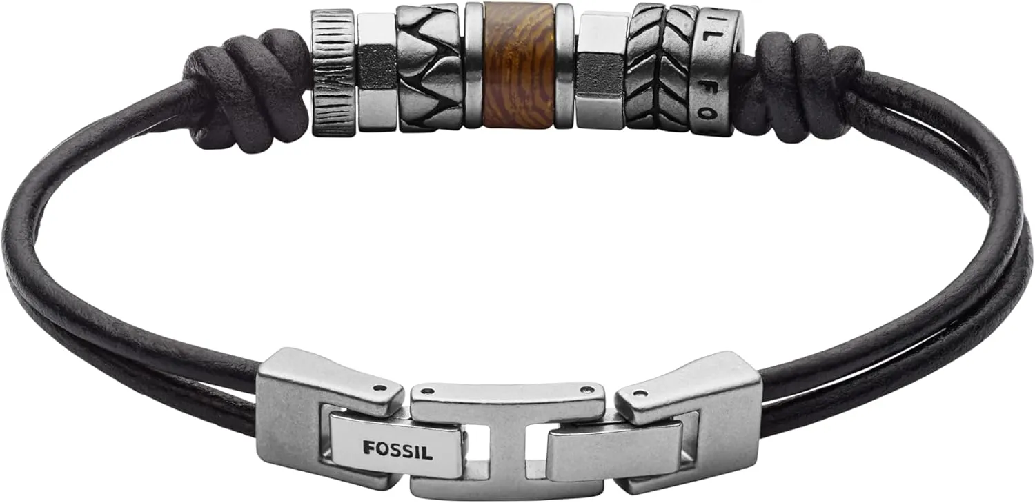 Fossil Men's Stainless Steel and Genuine Leather and/or Beaded Bracelet for Men