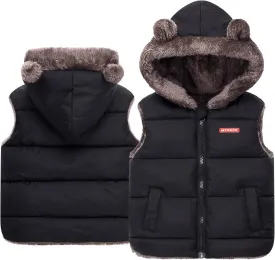Happy Cherry Toddler Baby Puffer Vest with Hood Ears Hooded Sleeveless Bubble Jacket Insulated Padded Vest 2-7 Years