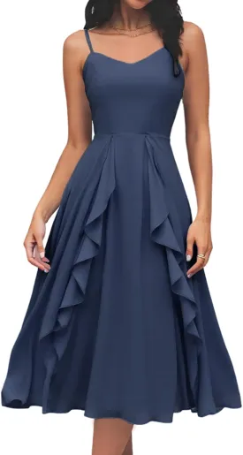 HomRain Women's Cocktail Tea Party Dresses Formal Graduation Wedding Guest Chiffon Summer Dress 2025 Fit and Flare Prom