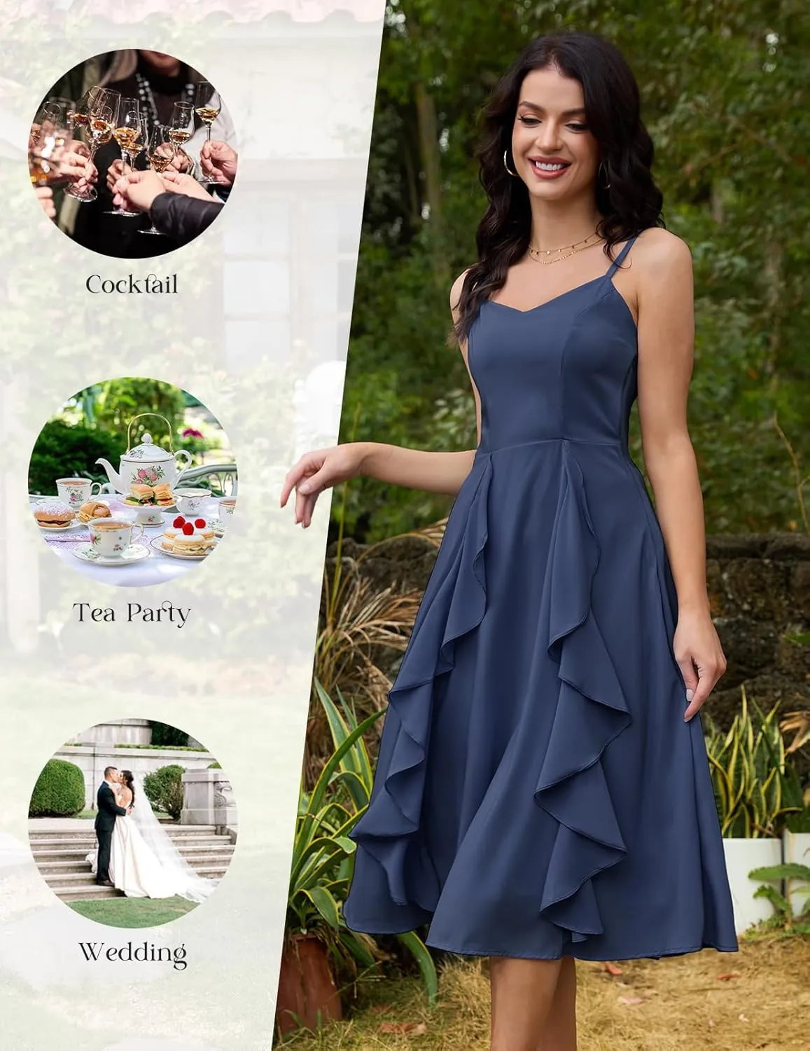 HomRain Women's Cocktail Tea Party Dresses Formal Graduation Wedding Guest Chiffon Summer Dress 2025 Fit and Flare Prom