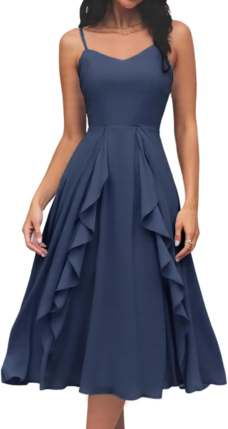 HomRain Women's Cocktail Tea Party Dresses Formal Graduation Wedding Guest Chiffon Summer Dress 2025 Fit and Flare Prom