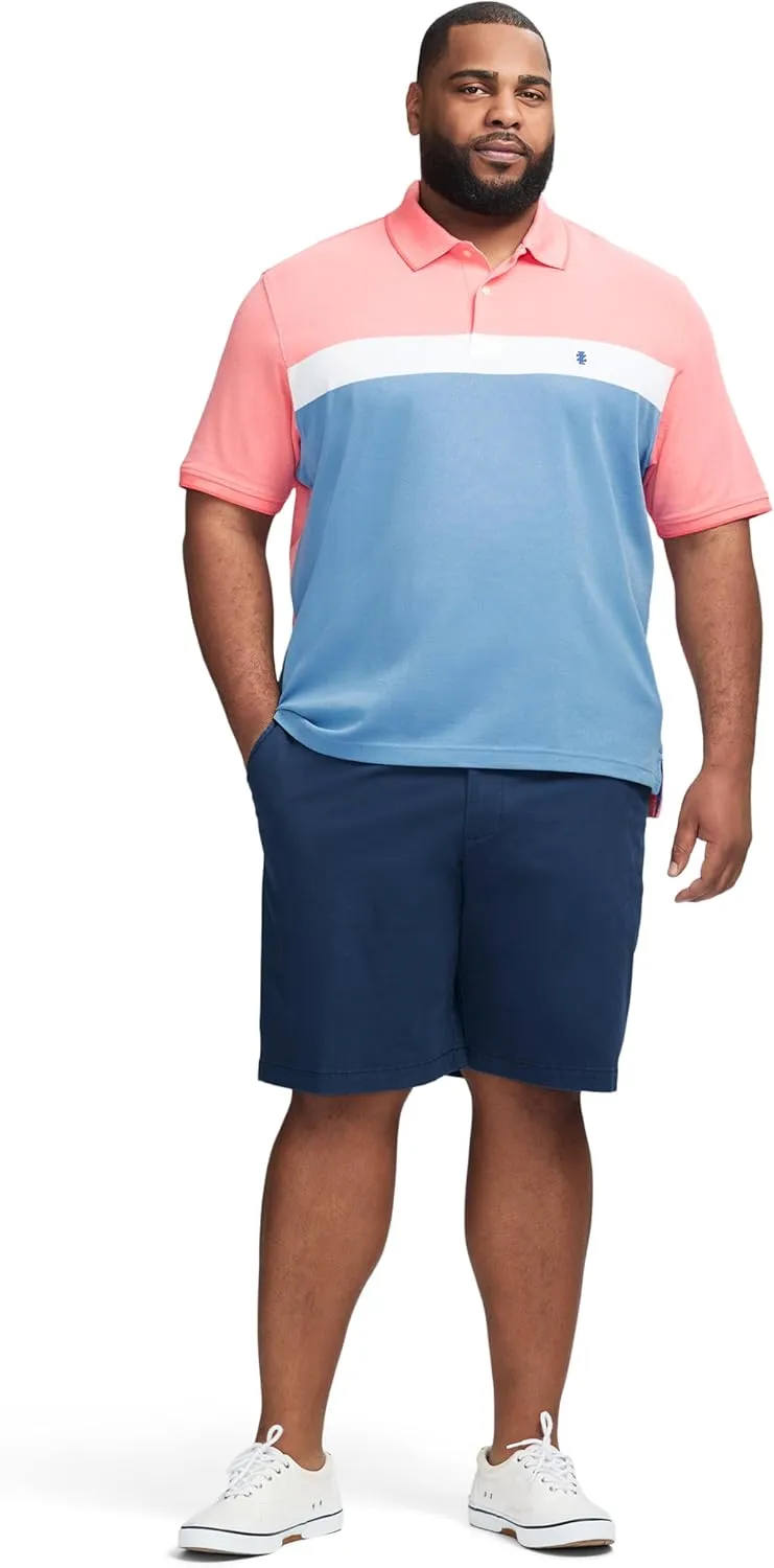 IZOD Men's Big and Tall Advantage Performance Short Sleeve Stripe Polo Shirt