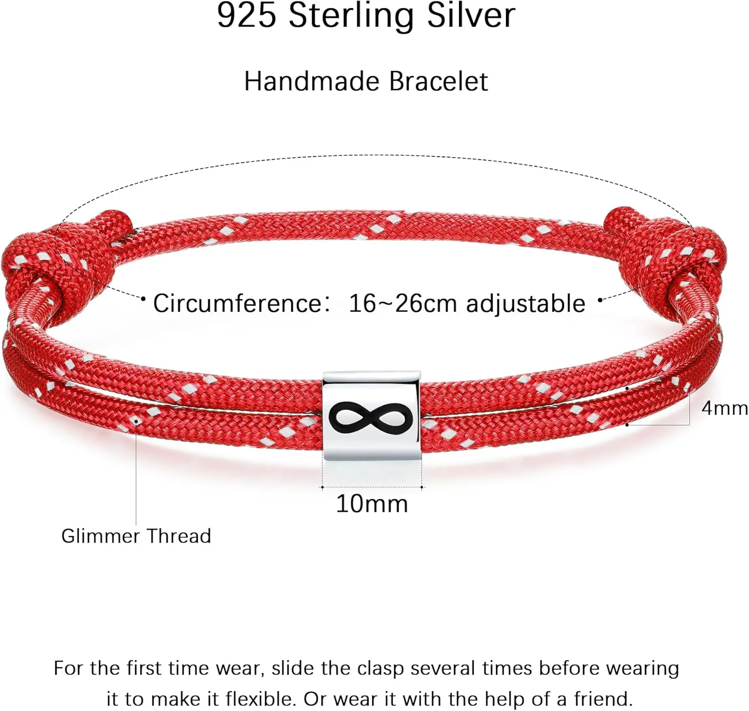 J.Endar Compass Nautical Paracord Bracelet for Men, 925 Sterling Silver Handmade Bracelet Surfer Summer Beach Jewelry Partner Friendship Gift