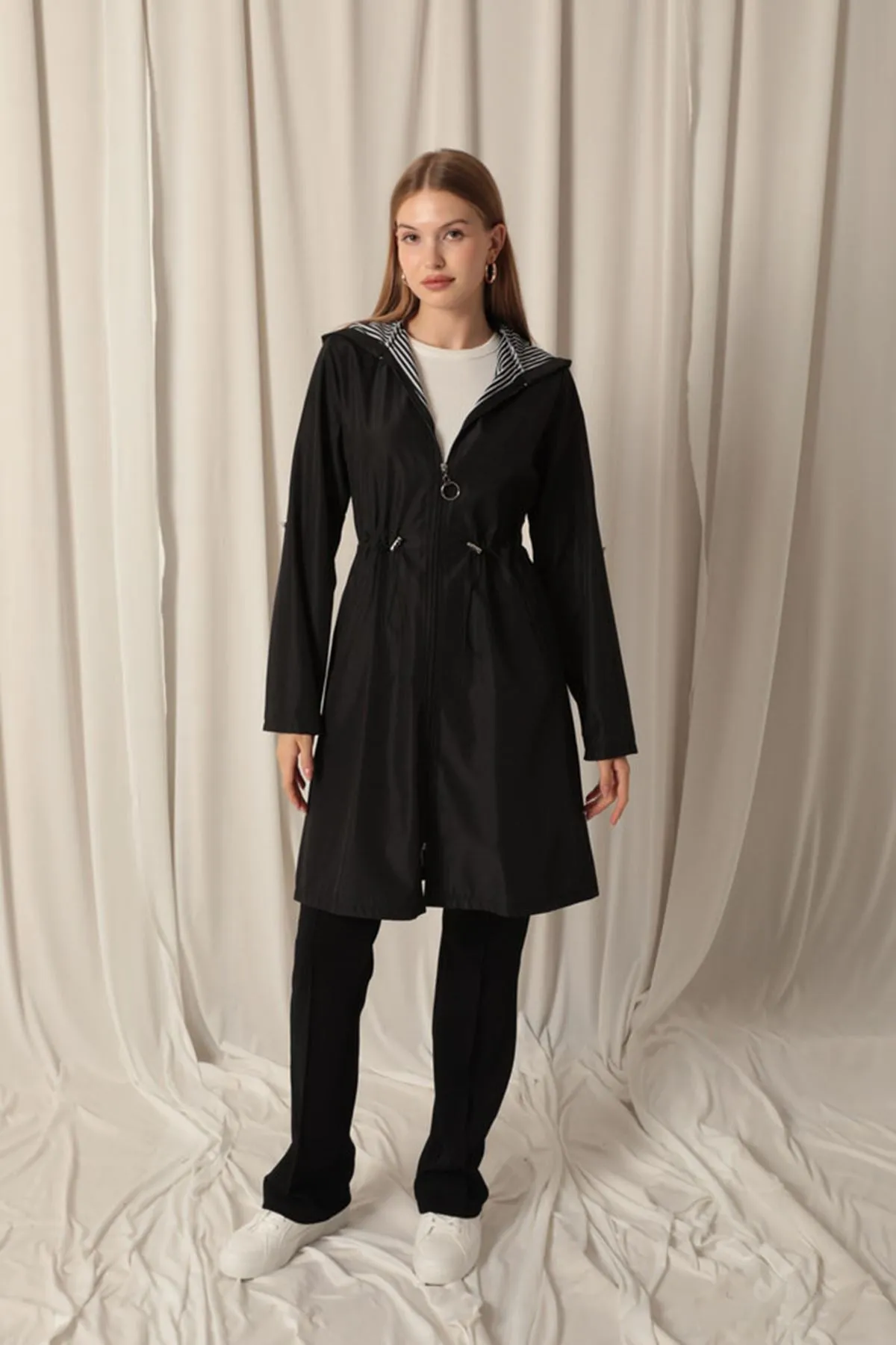 KKT Bondig Fabric Waterproof Women's Black Trench Coat - Chorley