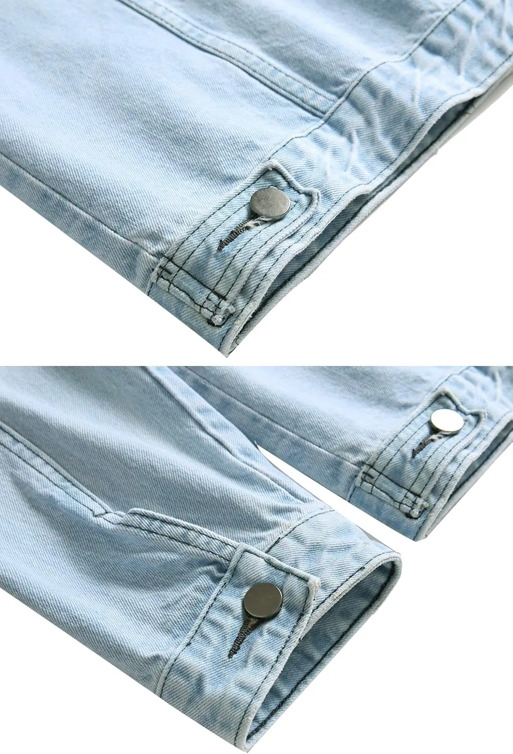 LAMKUKU Mens Denim Jacket Ripped Slim Jean Jacket Coat for Men