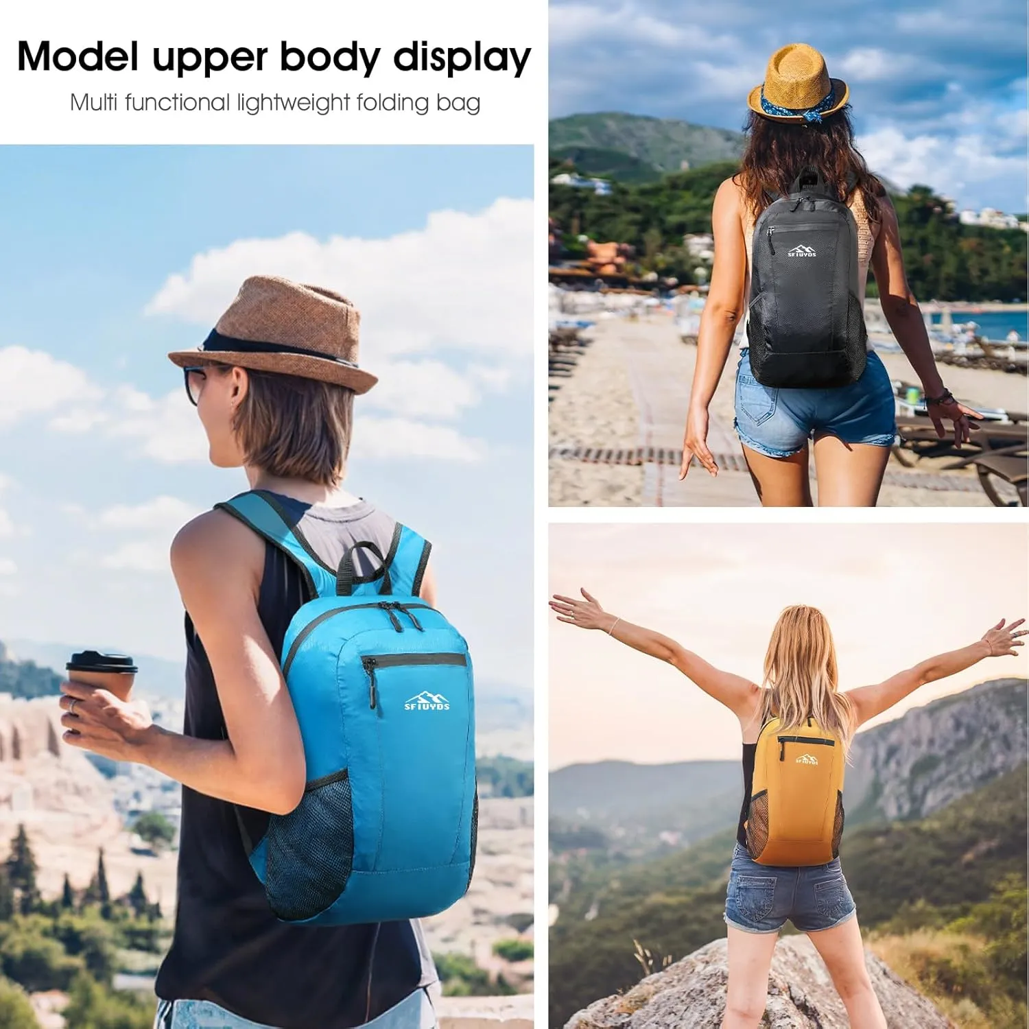 Lightweight Hiking Backpack,15L Small Travel Daypack for Camping, Hiking & Daily Use（Grey）