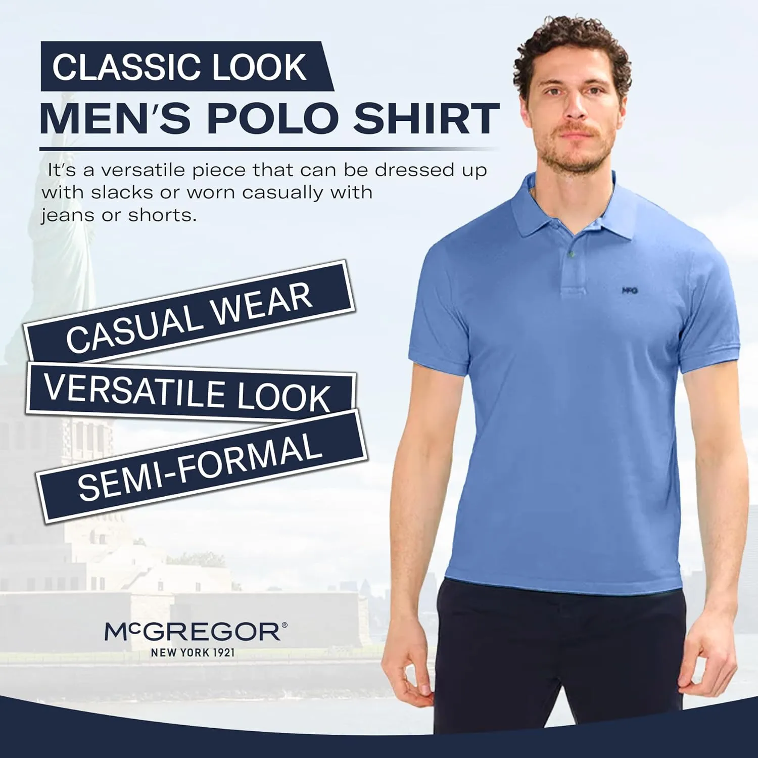 MCGREGOR Classic Polo Shirts for Men, Premium Cotton, Breathable & Comfortable, Regular Fit for Casual, Work, or Golf