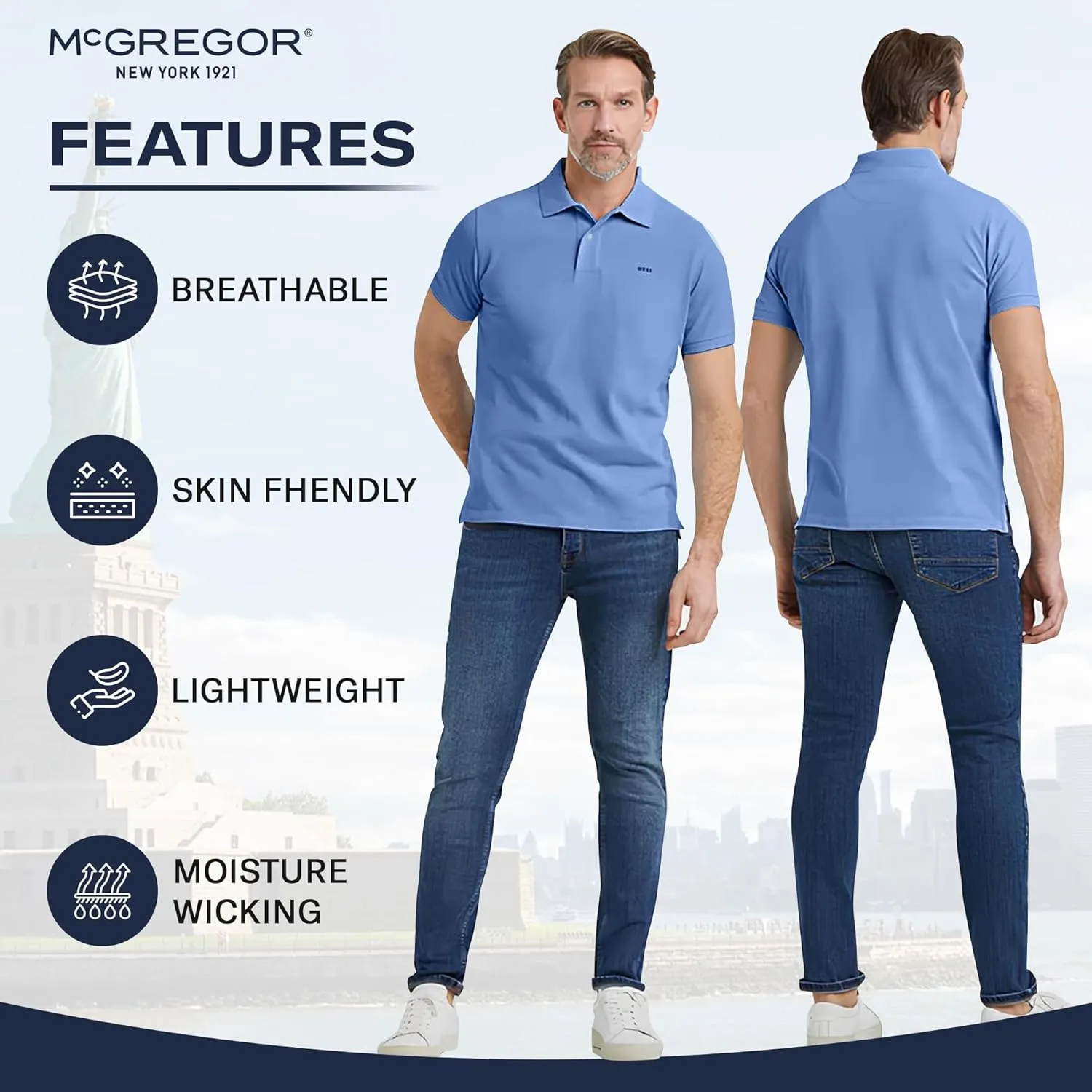 MCGREGOR Classic Polo Shirts for Men, Premium Cotton, Breathable & Comfortable, Regular Fit for Casual, Work, or Golf