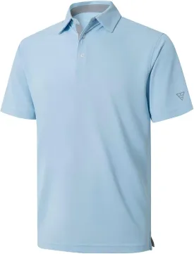 Mens Golf Shirt Short and Long Sleeve Moisture Wicking Dry Fit Performance Solid Casual Pique Golf Polo Shirts for Men