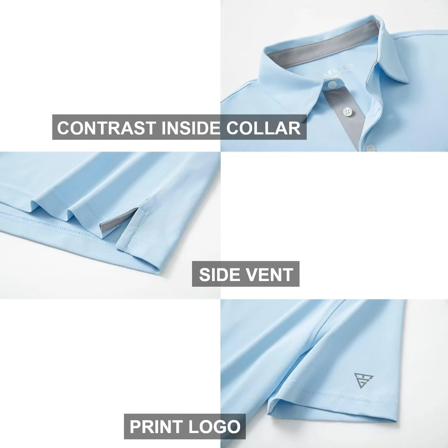 Mens Golf Shirt Short and Long Sleeve Moisture Wicking Dry Fit Performance Solid Casual Pique Golf Polo Shirts for Men