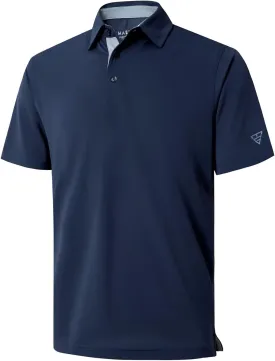 Mens Golf Shirt Short and Long Sleeve Moisture Wicking Dry Fit Performance Solid Casual Pique Golf Polo Shirts for Men