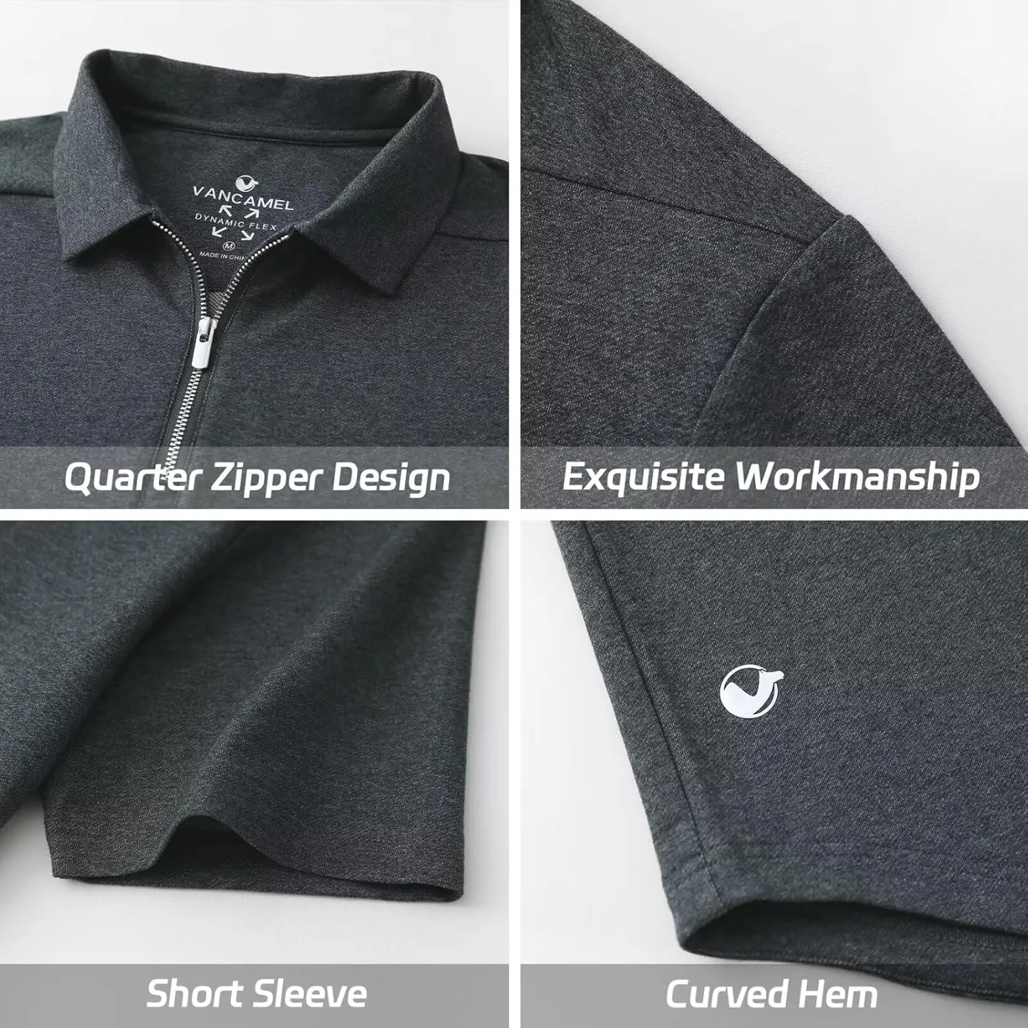 Mens Quarter Zip Polo Shirt Long and Short Sleeve Collared Shirts Moisture Wicking Performance Golf Polo Shirts