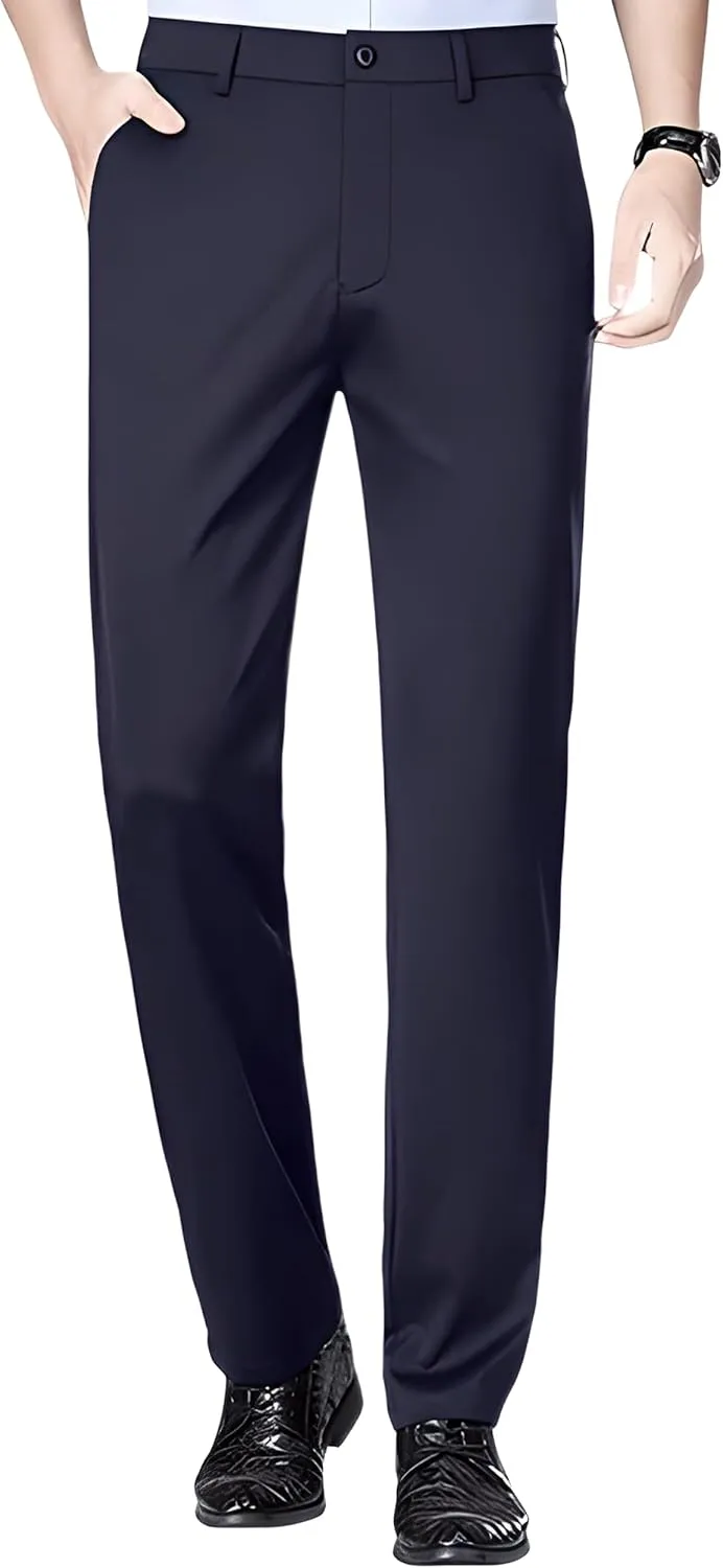 Mens Stretch Dress Pants, Men's Classic Fit Casual Pants Lightweight Quick Dry Flat Front Golf Work with Pockets