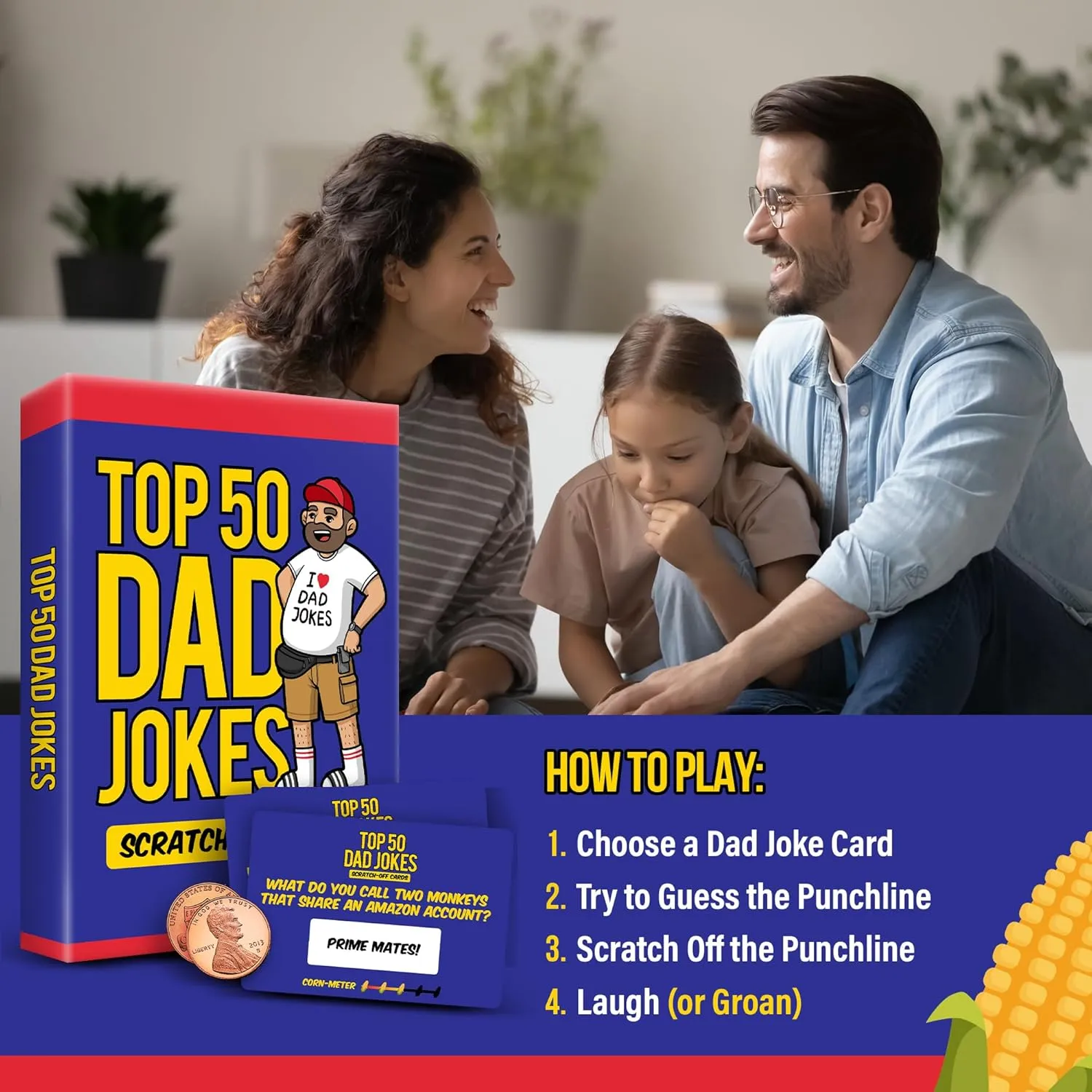 Premium Top 50 Dad Jokes Scratch Off Cards Funny Husband Papa Grandpa Gift Idea - Father's Daddy Birthday Gift - Old and New Dad Gifts