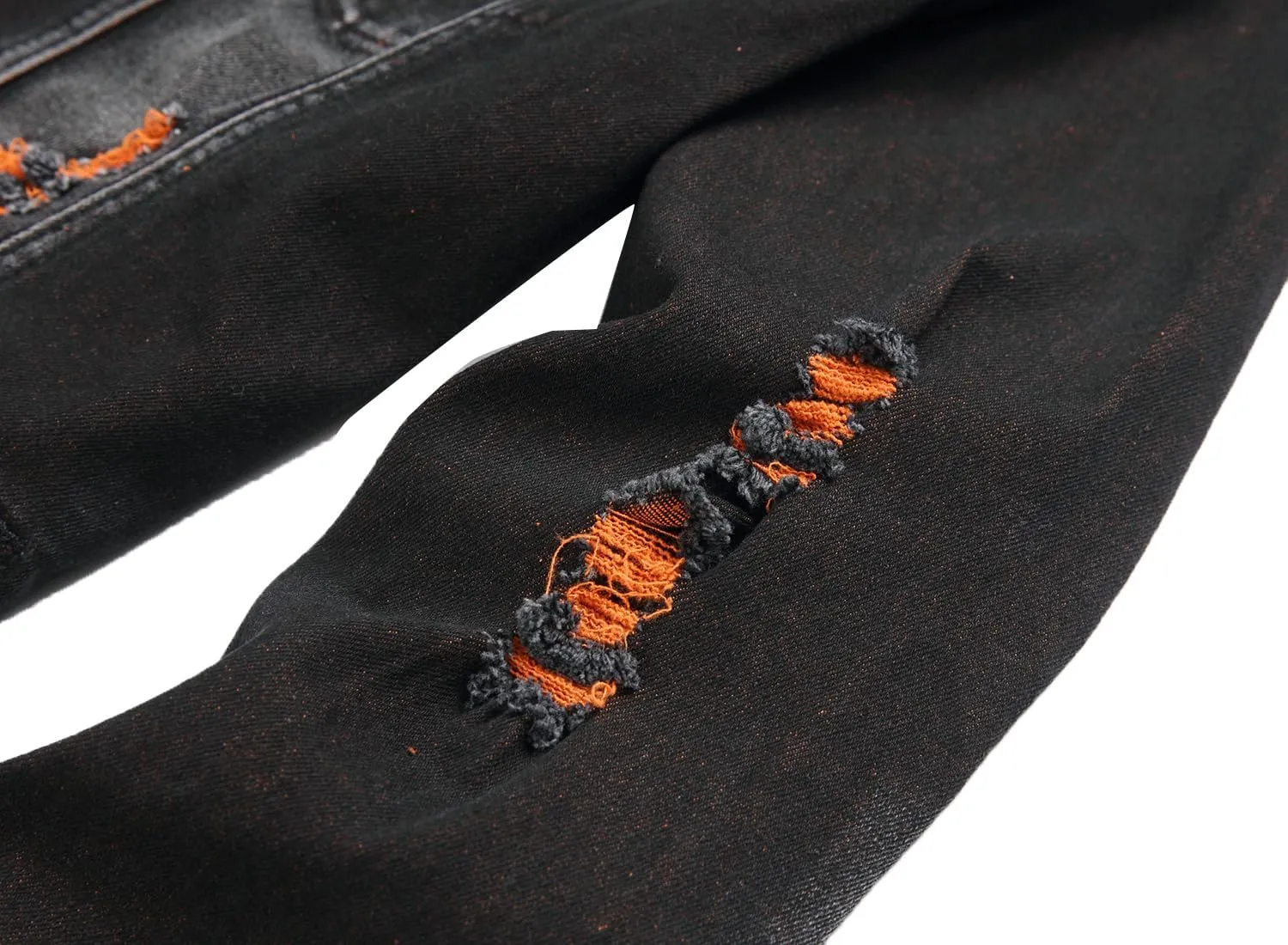 RANMCC Jean Jacket for Men Slim Fit Ripped Denim Jacket Coat