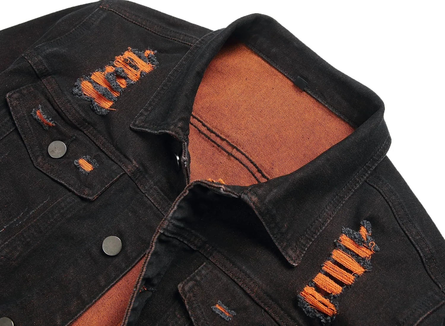 RANMCC Jean Jacket for Men Slim Fit Ripped Denim Jacket Coat