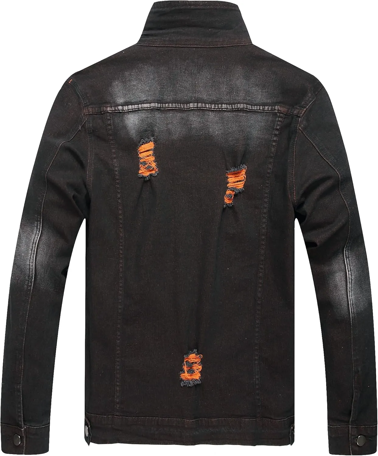RANMCC Jean Jacket for Men Slim Fit Ripped Denim Jacket Coat