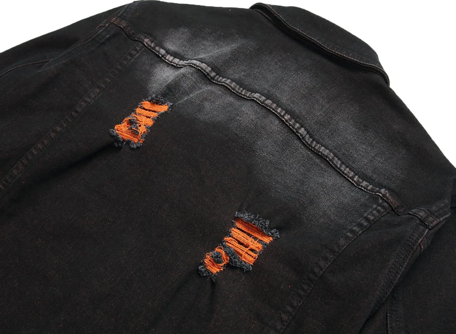 RANMCC Jean Jacket for Men Slim Fit Ripped Denim Jacket Coat