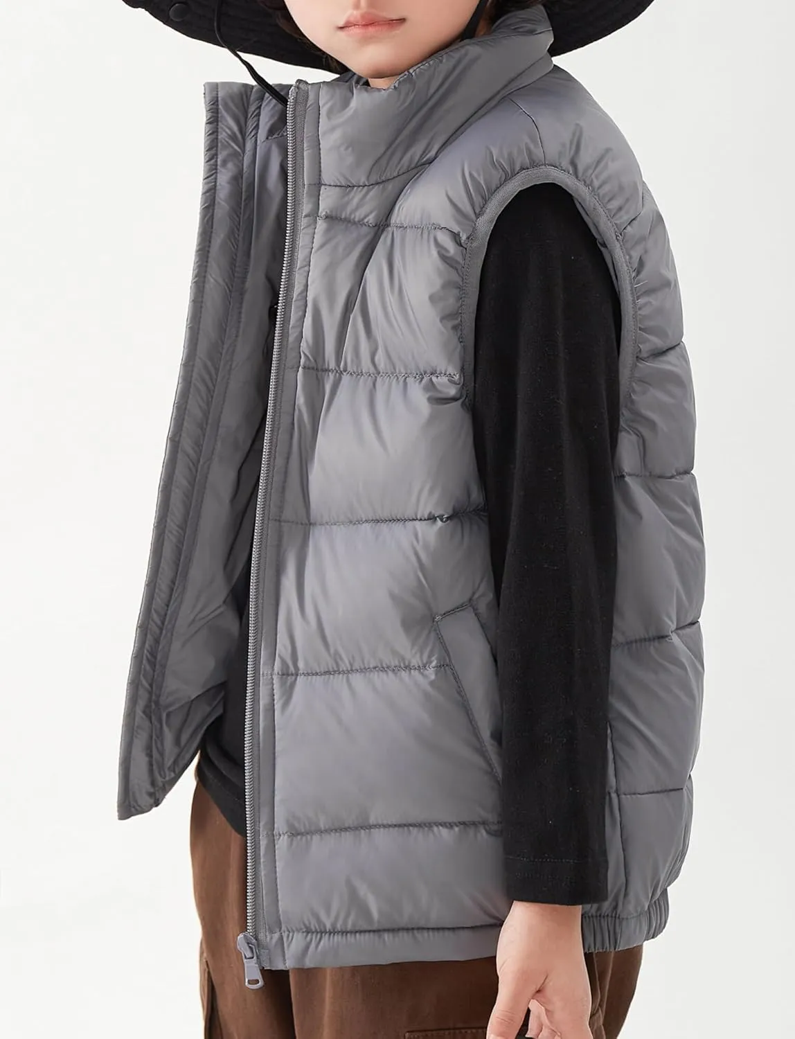 SEAUR Toddler Boy Girl Puffer Gilet Kid Down Jackets Winter Padded Vest Sleeveless Quilted Jacket Insulated Bodywarmer Solid
