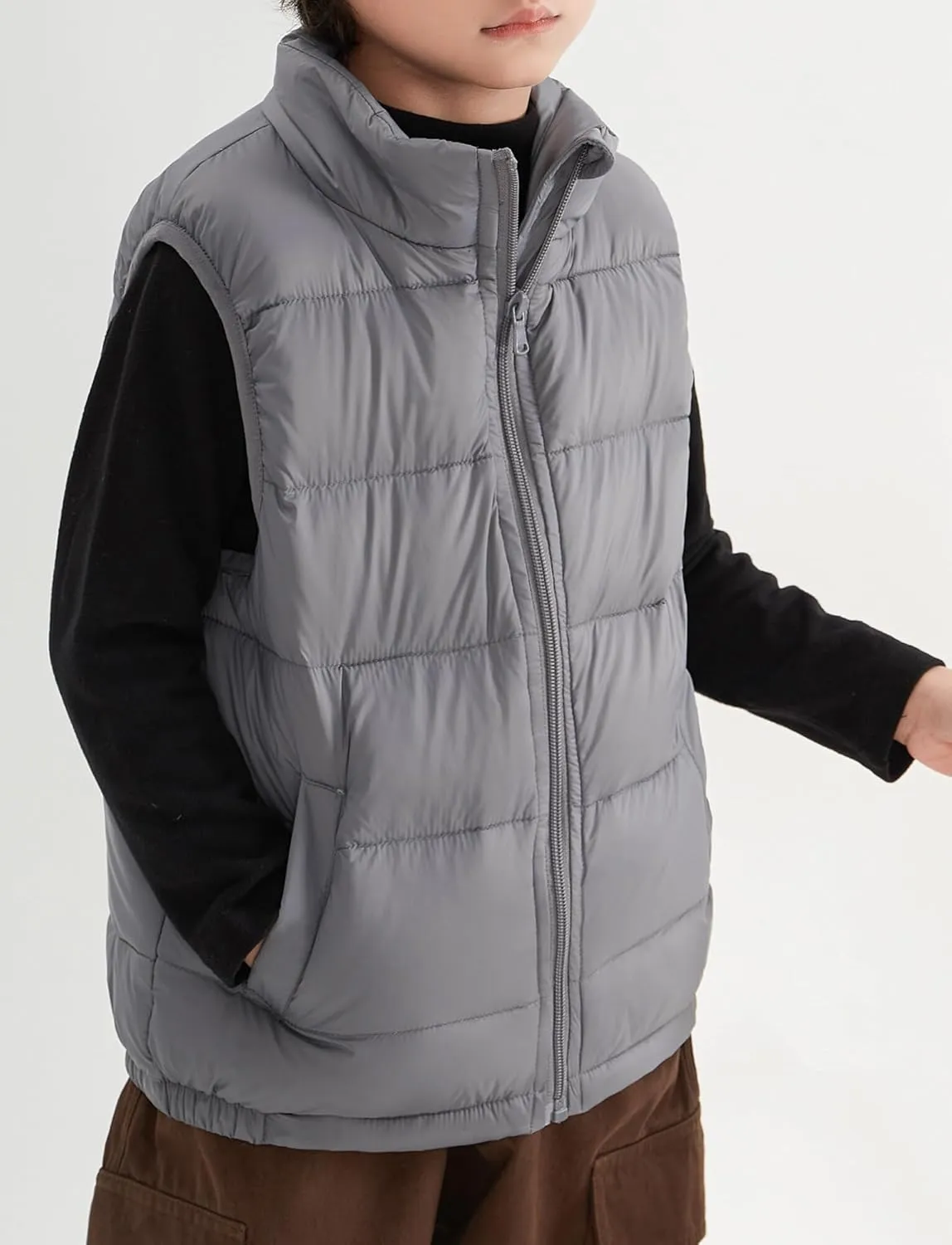 SEAUR Toddler Boy Girl Puffer Gilet Kid Down Jackets Winter Padded Vest Sleeveless Quilted Jacket Insulated Bodywarmer Solid