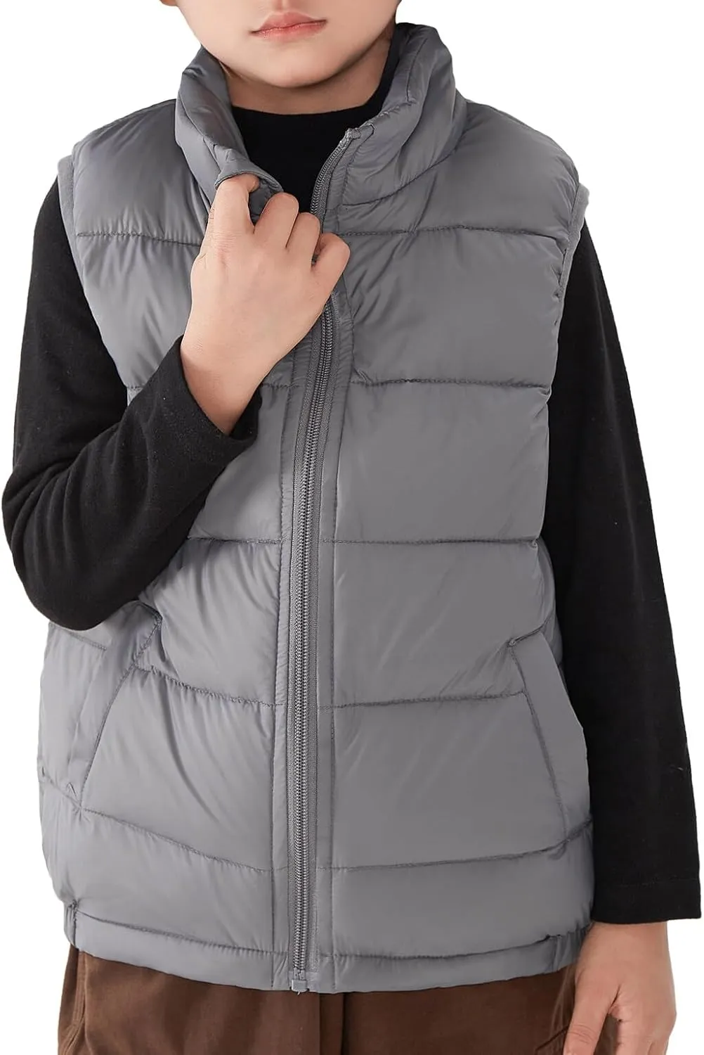 SEAUR Toddler Boy Girl Puffer Gilet Kid Down Jackets Winter Padded Vest Sleeveless Quilted Jacket Insulated Bodywarmer Solid