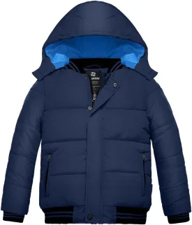 Wantdo Boy's Padded Winter Coat Water-Resistant Puffer Jacket with Removable Hood