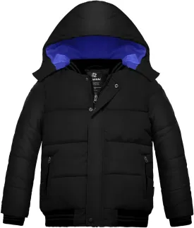 Wantdo Boy's Padded Winter Coat Water-Resistant Puffer Jacket with Removable Hood