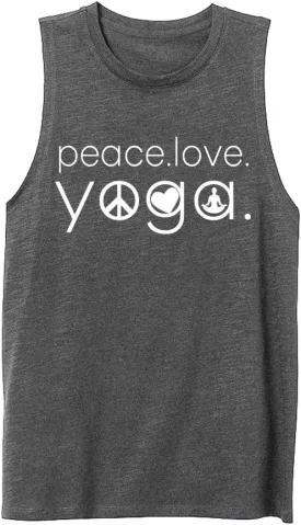 Workout Tank Tops for Women-Womens Peace Love Yogo Funny Saying Fitness Gym Racerback Sleeveless Shirts