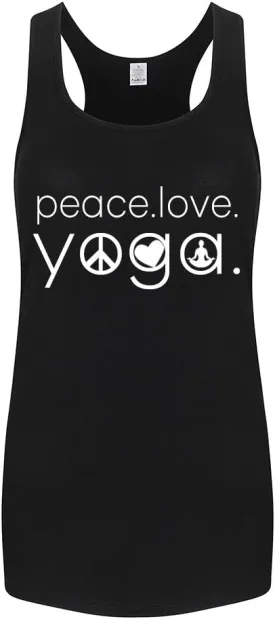 Workout Tank Tops for Women-Womens Peace Love Yogo Funny Saying Fitness Gym Racerback Sleeveless Shirts