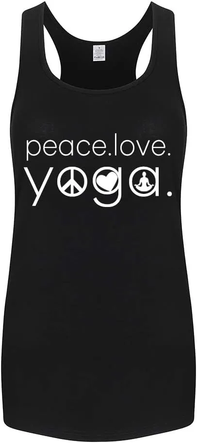 Workout Tank Tops for Women-Womens Peace Love Yogo Funny Saying Fitness Gym Racerback Sleeveless Shirts