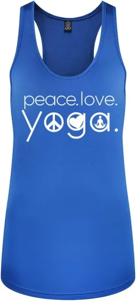 Workout Tank Tops for Women-Womens Peace Love Yogo Funny Saying Fitness Gym Racerback Sleeveless Shirts