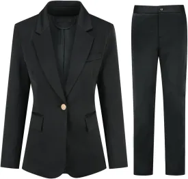 YYNUDA Women's Business Suit Set Ladies 2 Piece Office Work Solid Blazer Jacket and Pants