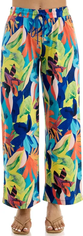 Zac & Rachel Women's Wide Leg Pull on Dty Knit Pant with Elastic Waist and Self Adjustable Tie Belt