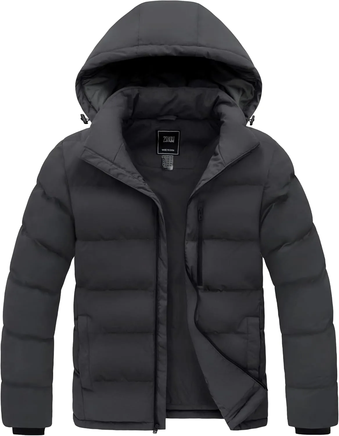 ZSHOW Men's Puffer Jacket Warm Hooded Winter Coat with Detachable Hood